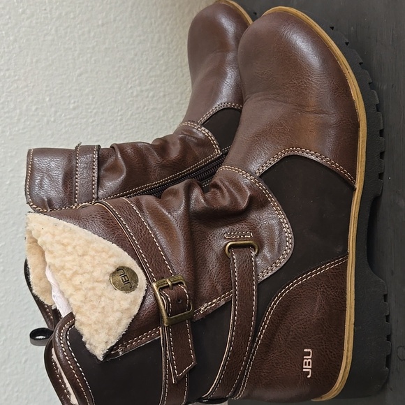 NWOT JBU Evans Vegan Leather Faux Shearling Ankle Boots Size 7 - Picture 2 of 9